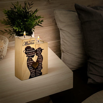 Personalisierter Holz Kerzenhalter für Mama - Mama Geschenk