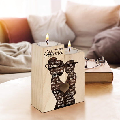 Personalisierter Holz Kerzenhalter für Mama - Mama Geschenk