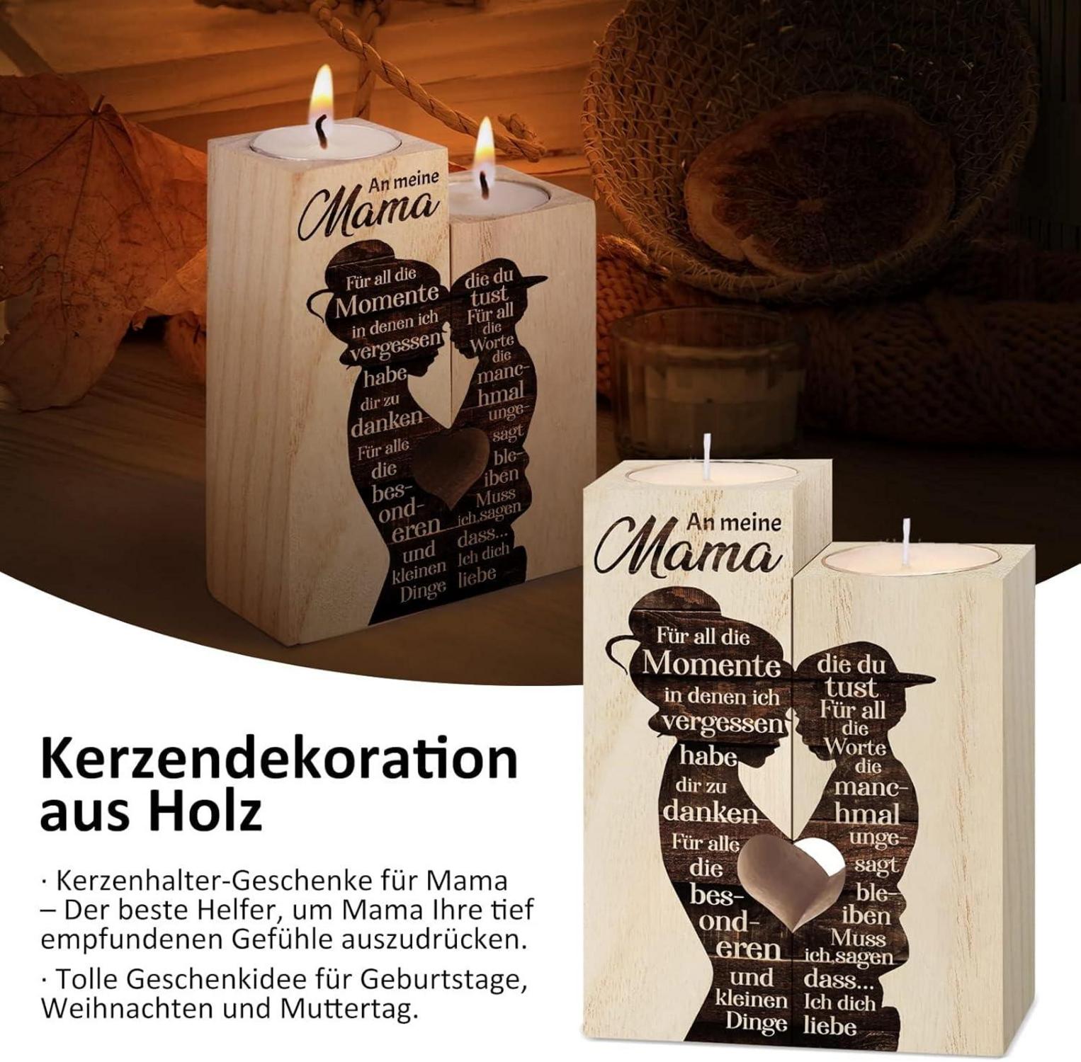 Herz Kerzenhalter Geschenk Mama personalisiert Gravur