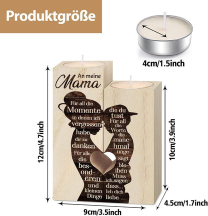 Holz Kerzenhalter Mama Geschenk Geburtstag Muttertag 12cm