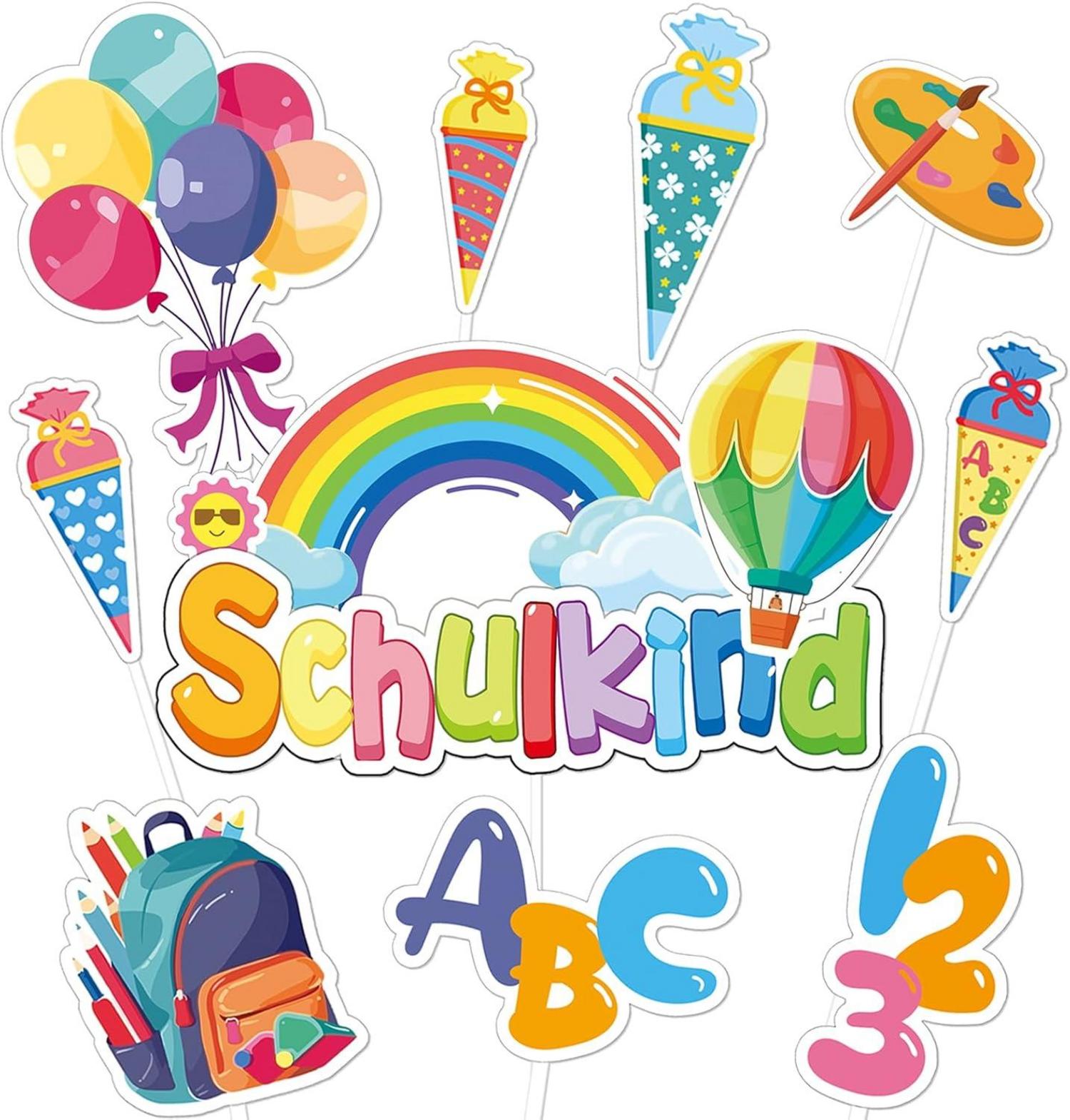 Tortendeko Einschulung Schulanfang Muffin Cupcake Deko 22 Stück ABC
