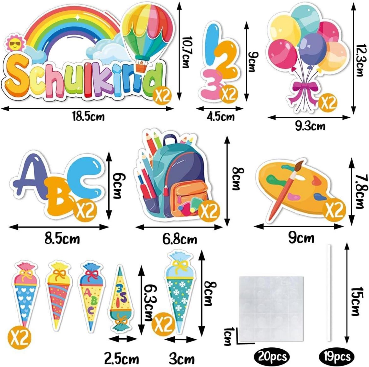 Schulanfang Tortendeko 22 Stück Schulanfang Schulkind ABC