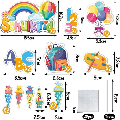 Schulanfang Tortendeko 22 Stück Schulanfang Schulkind ABC