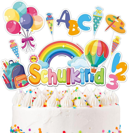 Tortendeko Einschulung 22 Stück Schulanfang Schulkind ABC 123 Cake