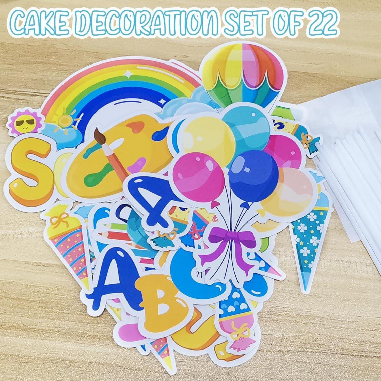 Einschulung Tortendeko ABC 123 Schulanfang Schulkind Cake Topper 22 Stück