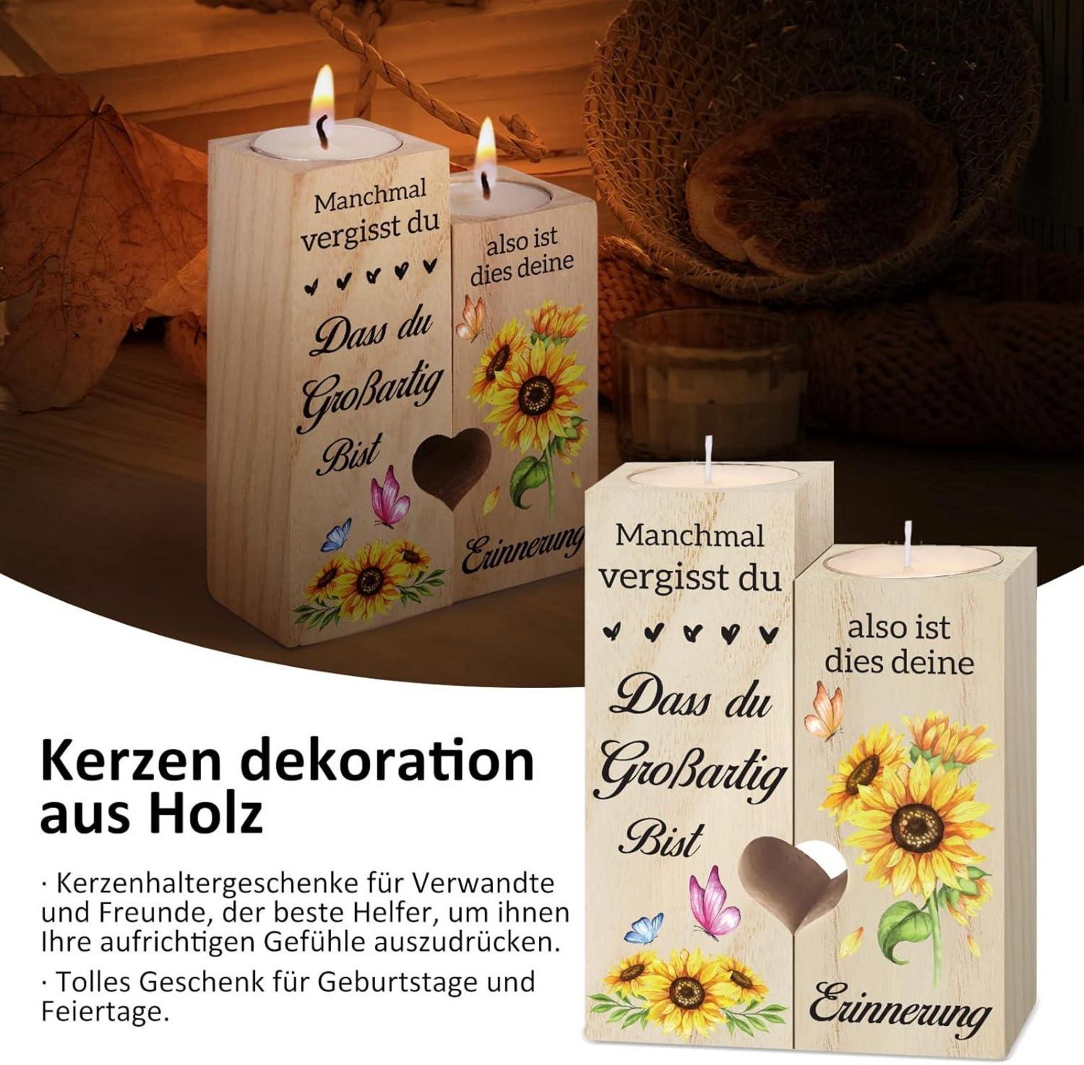 Kerzenhalter Herzform Bunte Schmetterlinge Blumen Geschenk Frau