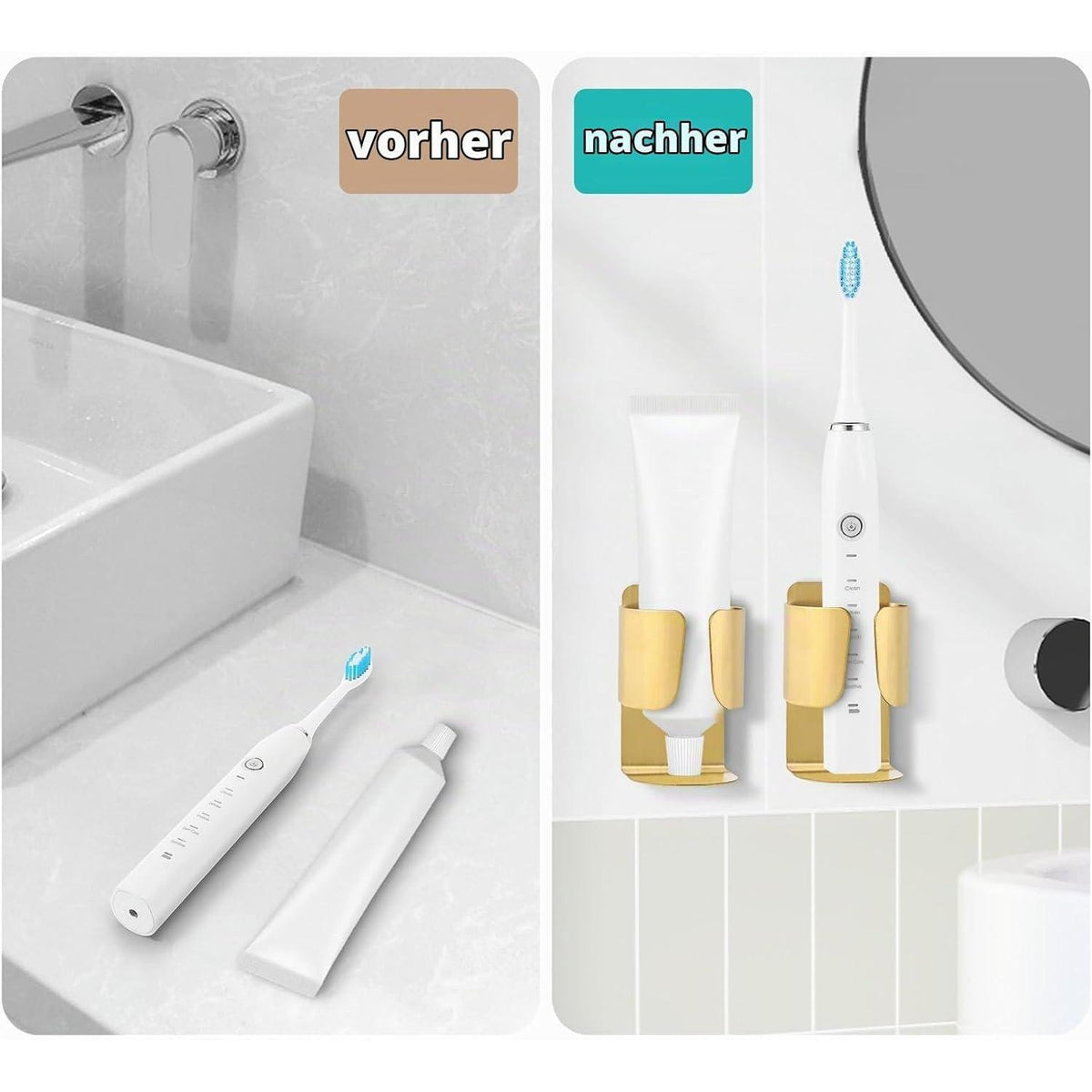 Edelstahl Zahnbürstenhalter Wandhalterung Set 4er Pack
