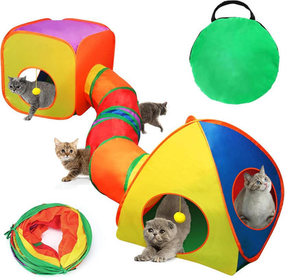Mfsdai 3in1 Katzentunnel Outdoor Interaktives Katzenspielzeug