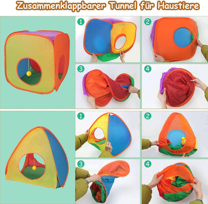 Katzentunnel 3-in-1 Outdoor Interaktives Katzenspielzeug Kaninchen Rascheltunnel