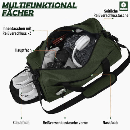 Sporttasche 35L Reisetasche mit Schuh- und