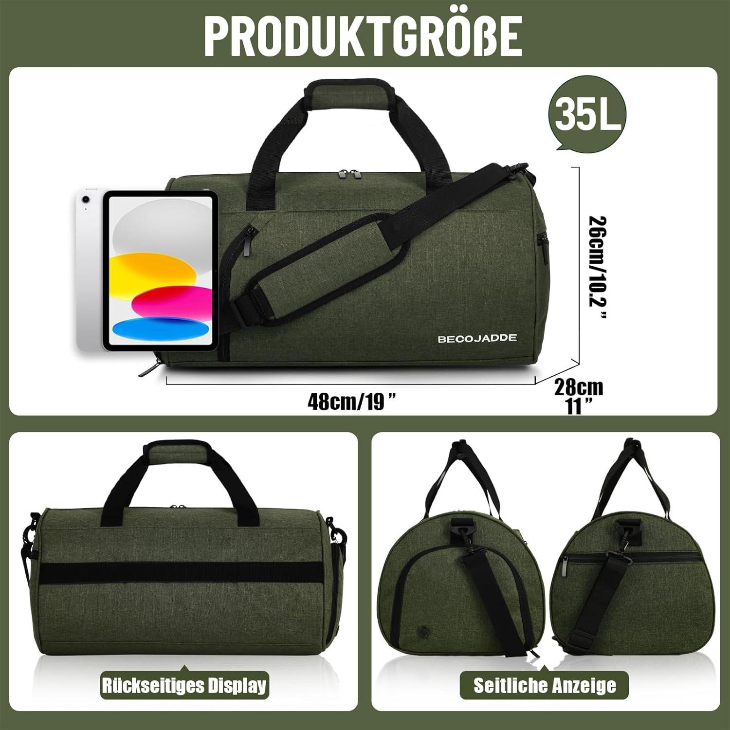 Sporttasche mit Schuhfach & Nassfach, wasserdicht, 35L
