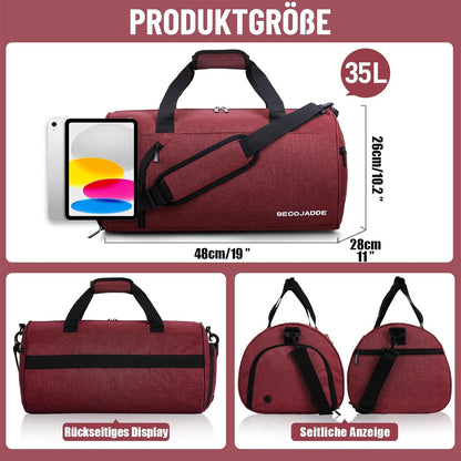 Sporttasche 35L mit Schuhfach und Nassfach - Wasserdicht für Sport und