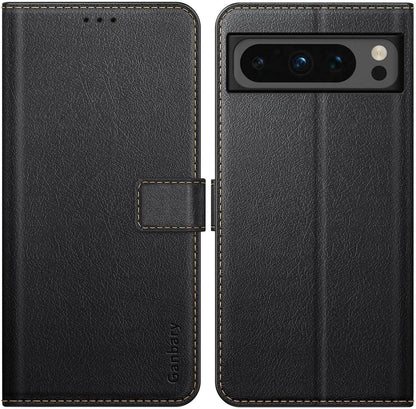 Klapphülle Google Pixel 8 Pro Lederhülle Schwarz Magnetverschluss Standfunktion
