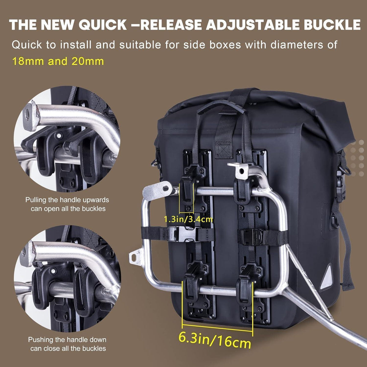 Wasserdichte Motorrad Gepäcktasche TPU Schnellverschluss 25-35L