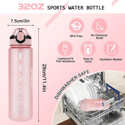 AOHAN 1L BPA-frei Sport Trinkflasche Stroh Zeitmarkierungen