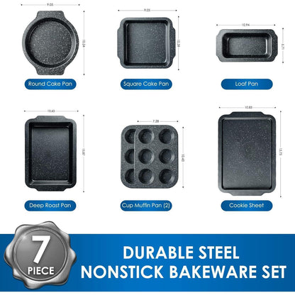 Granit Antihaft Backformen Set 7-teilig - Backbleche für