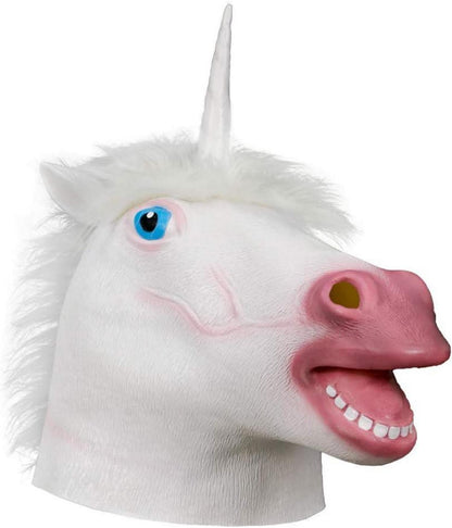 Schwarze Einhornmaske Tier Halloween Kostüm Party Latex Tierkopfmaske