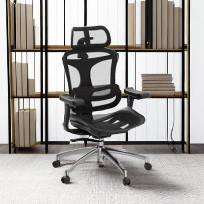 Ergonomischer Bürostuhl mit 3D-Armlehnen & Lordosenstütze, Schwarz