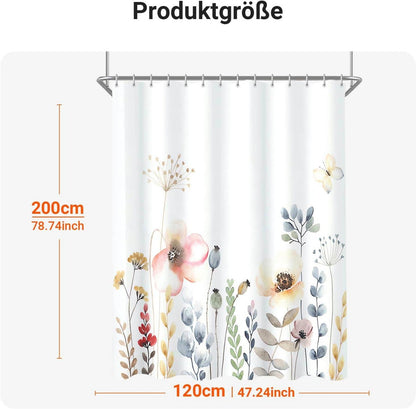 Duschvorhang Blumen 120x200 cm Polyester Stoff Antischimmel Badezimmer