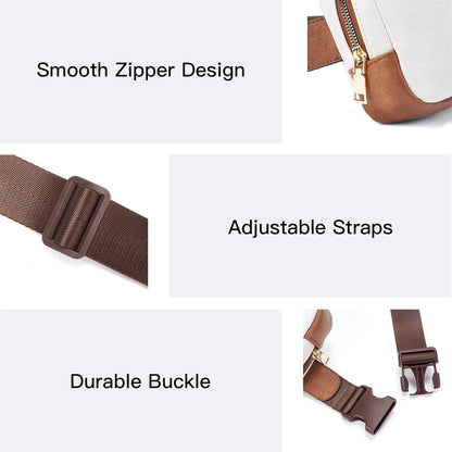 Telena Damen Gürteltasche PU Leder Umhängetasche Beige Braun