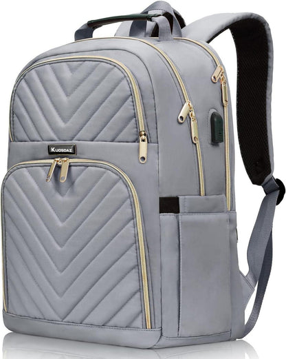 Rucksack Damen 17.3 Zoll USB Ladeanschluss Wasserdicht Grau