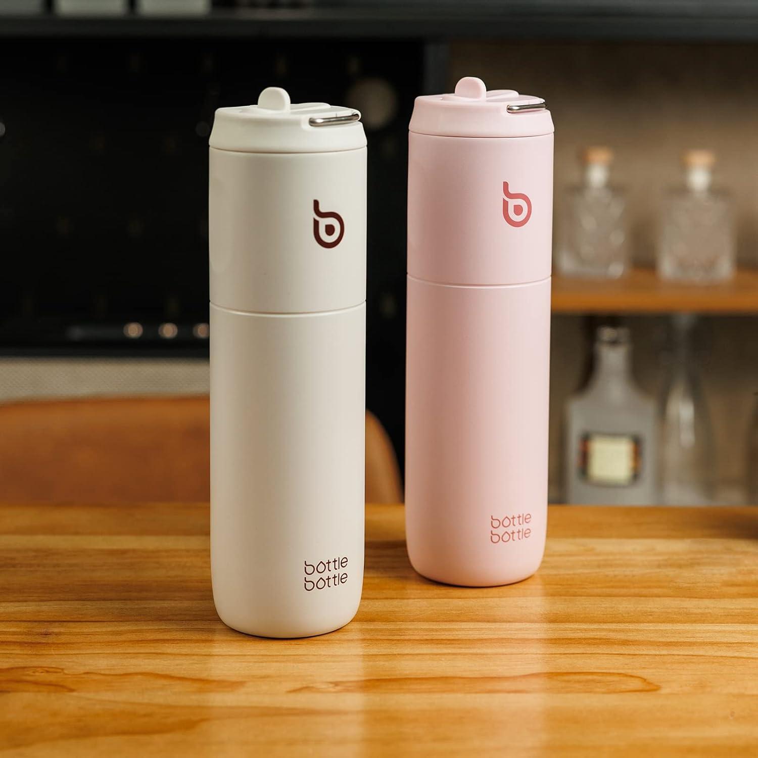 Isolierte Trinkflasche 680ml mit Strohhalm und Griff, doppelwandig