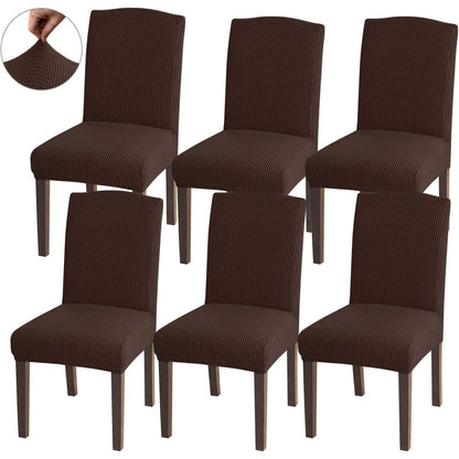 Jacquard Stuhlhussen Set 6 - Schokolade | Esszimmerstuhl Bezug