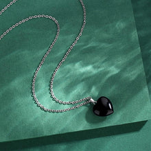 Obsidian Herz Kette Damen Silber Heilkristall Verstellbar