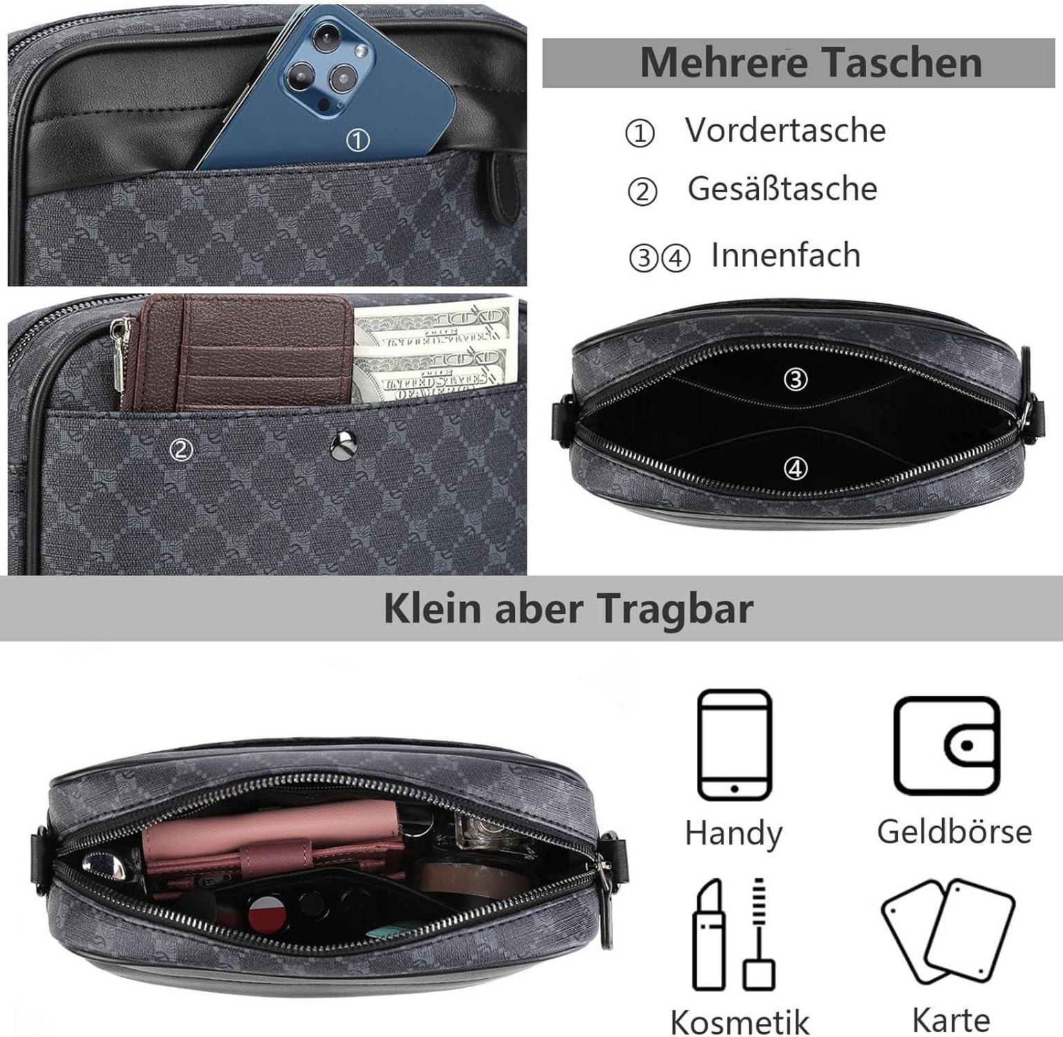 TIAASTAP Herren Umhängetasche PU Leder Messenger-bags Schultertasche wasserdicht Rucksack