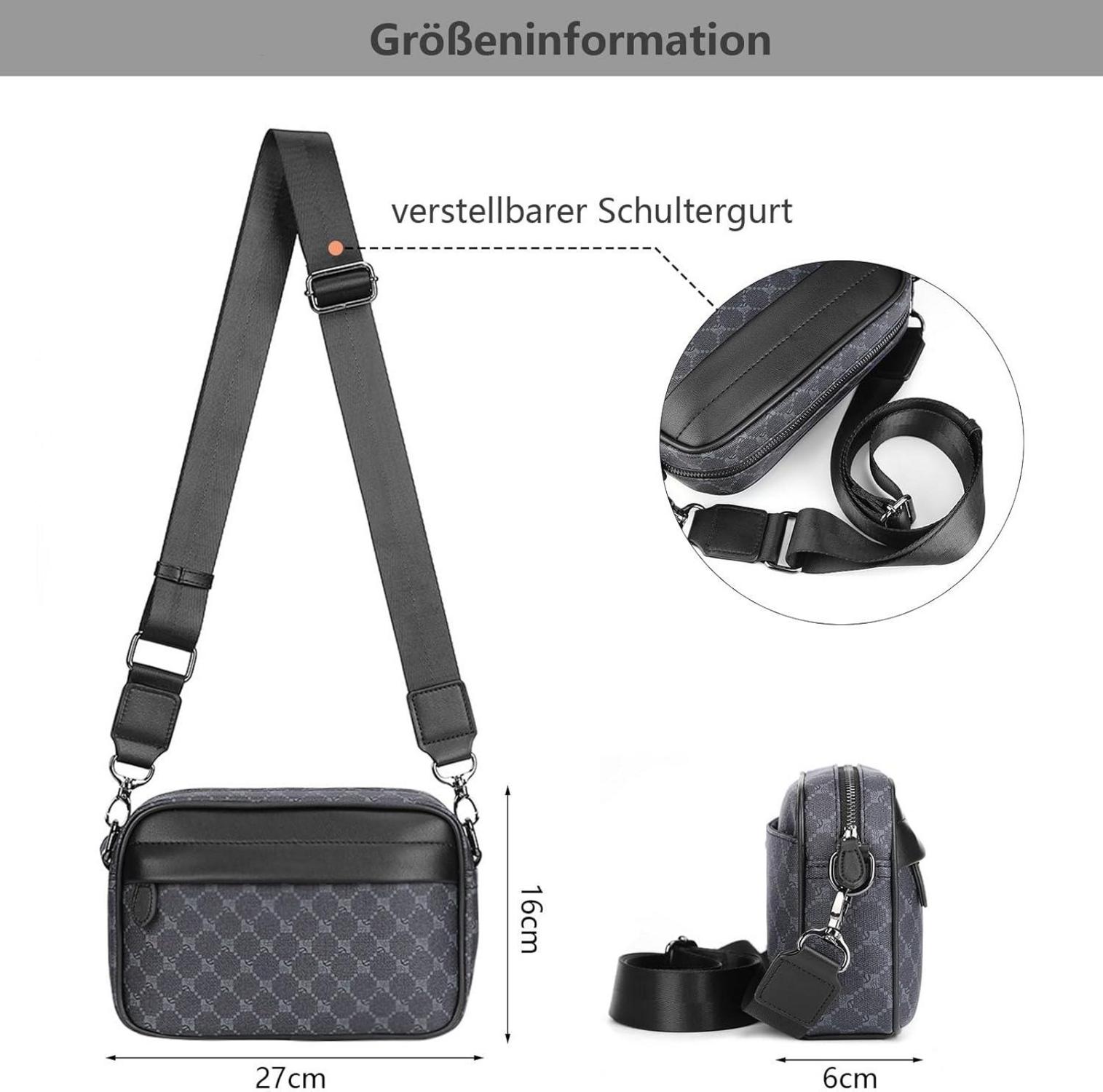 Herren Umhängetasche PU Leder Messenger Schultertasche 270 * 160 * 60mm