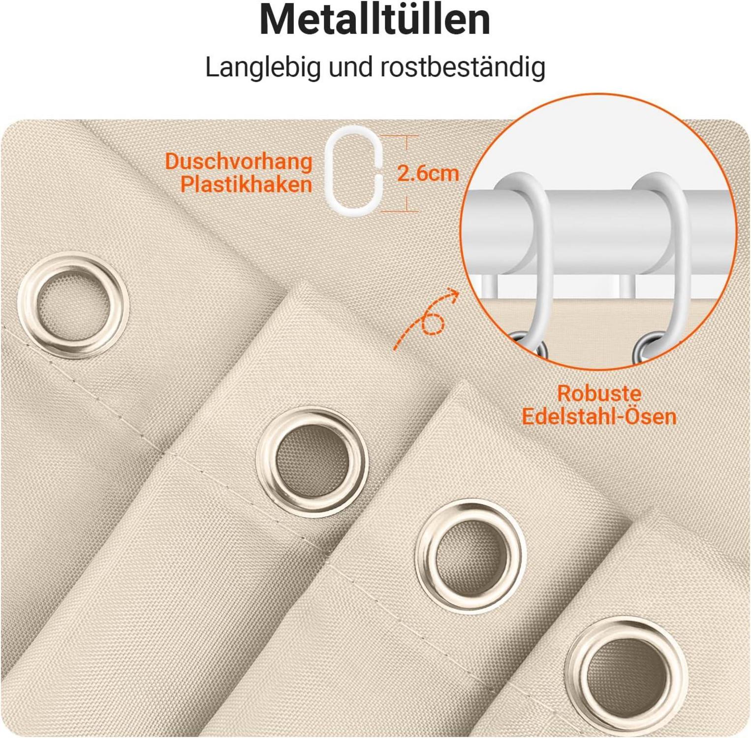 Duschvorhang Antischimmel Textil Beige 150x200cm Wasserabweisend