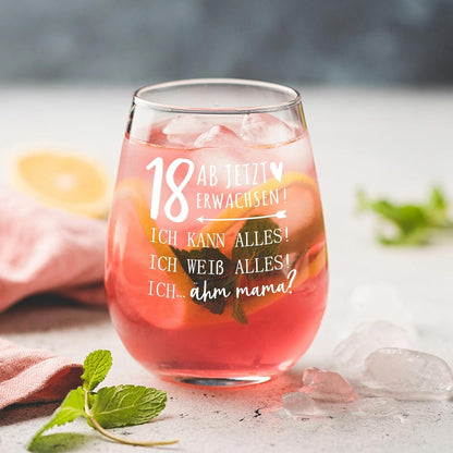 Joymaking Weinglas zum 18. Geburtstag - Lustiges Geschenk