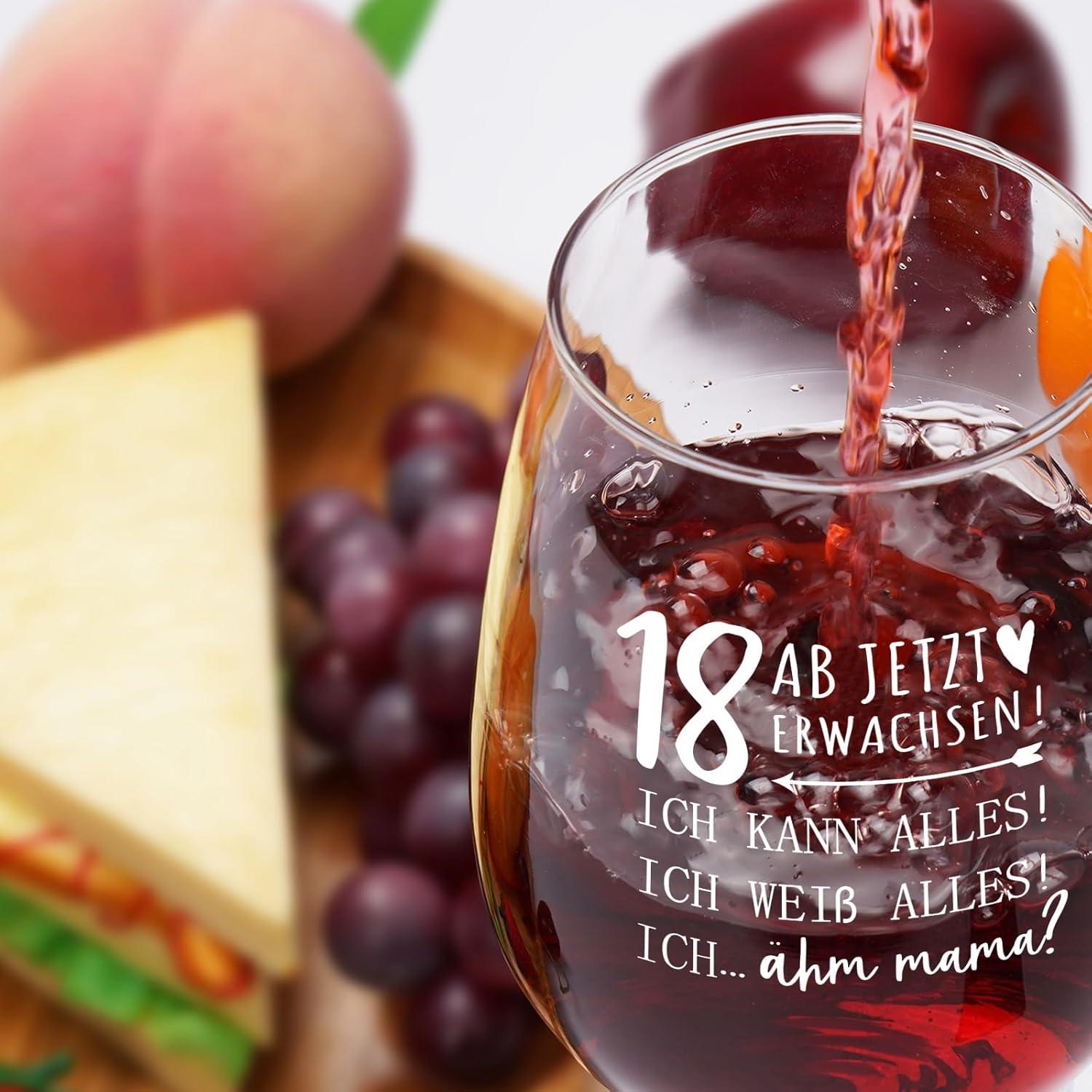 Joymaking Weinglas Geschenke 18. Geburtstag Mädchen Junge - Coole Geschenkideen 18. Geburtstag - 18. Geburtstag Deko