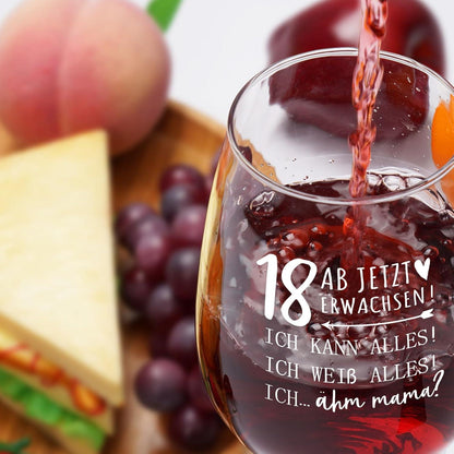 Joymaking Weinglas Geschenke 18. Geburtstag Mädchen Junge - Coole Geschenkideen 18. Geburtstag - 18. Geburtstag Deko