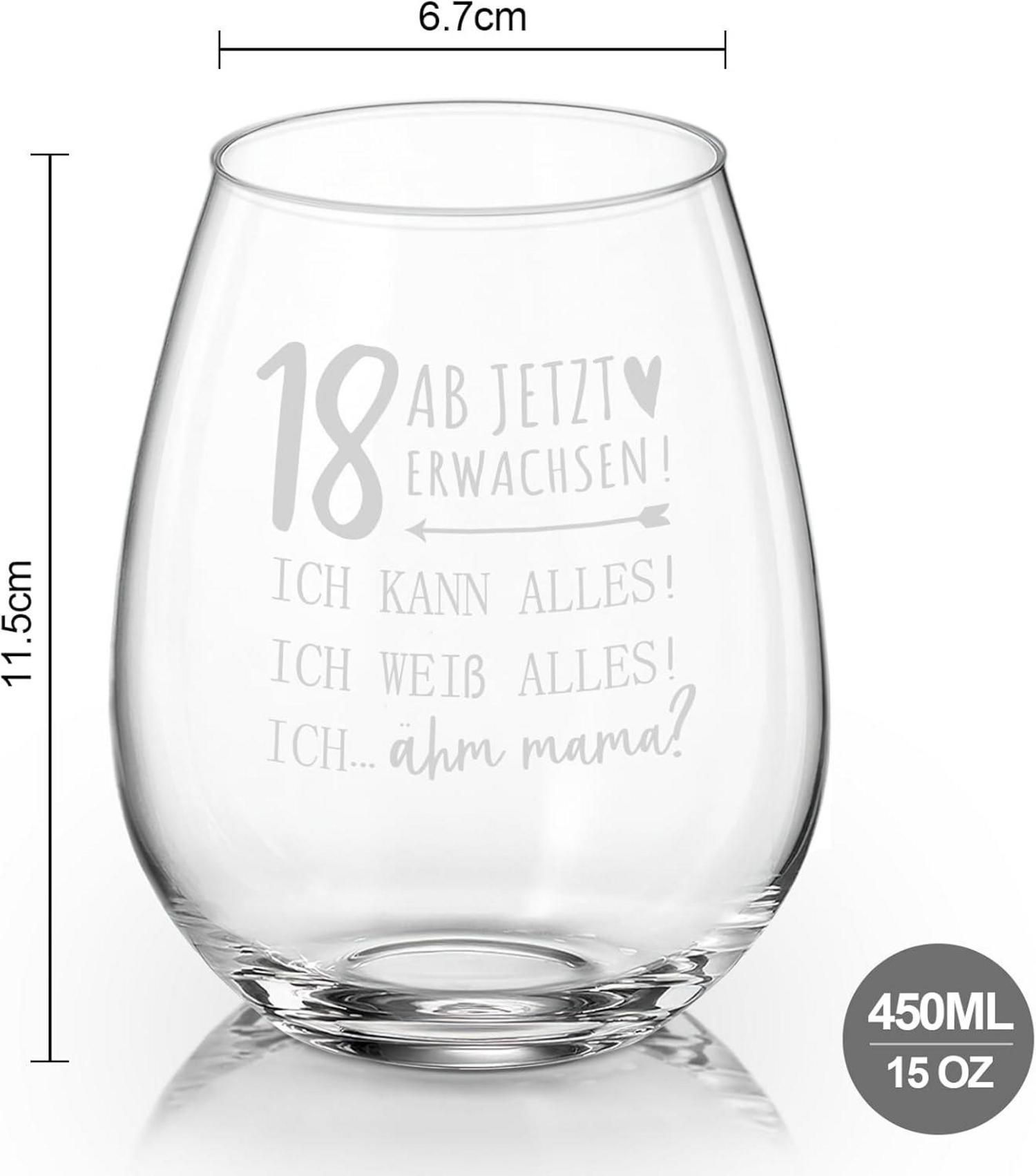 Weinglas 18. Geburtstag Geschenk Mädchen Junge Deko Coole Ideen