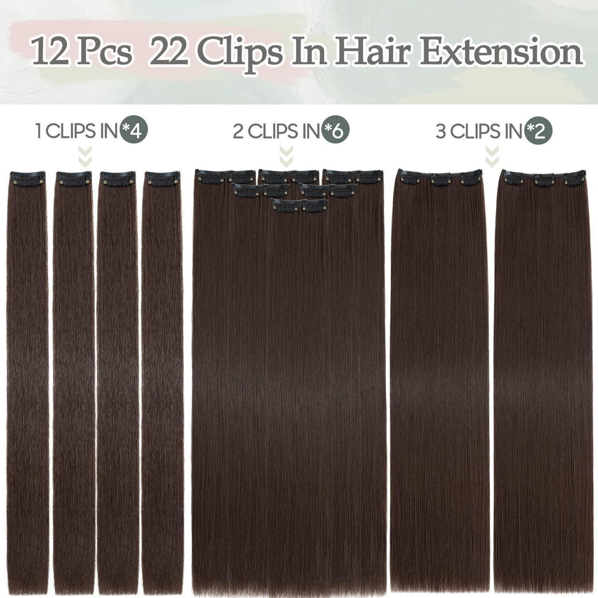 56 cm Clip-in Haarverlängerung – Hellbraun Synthetik