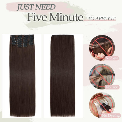 56 cm Clip-in Haarverlängerung – Hellbraun Synthetik