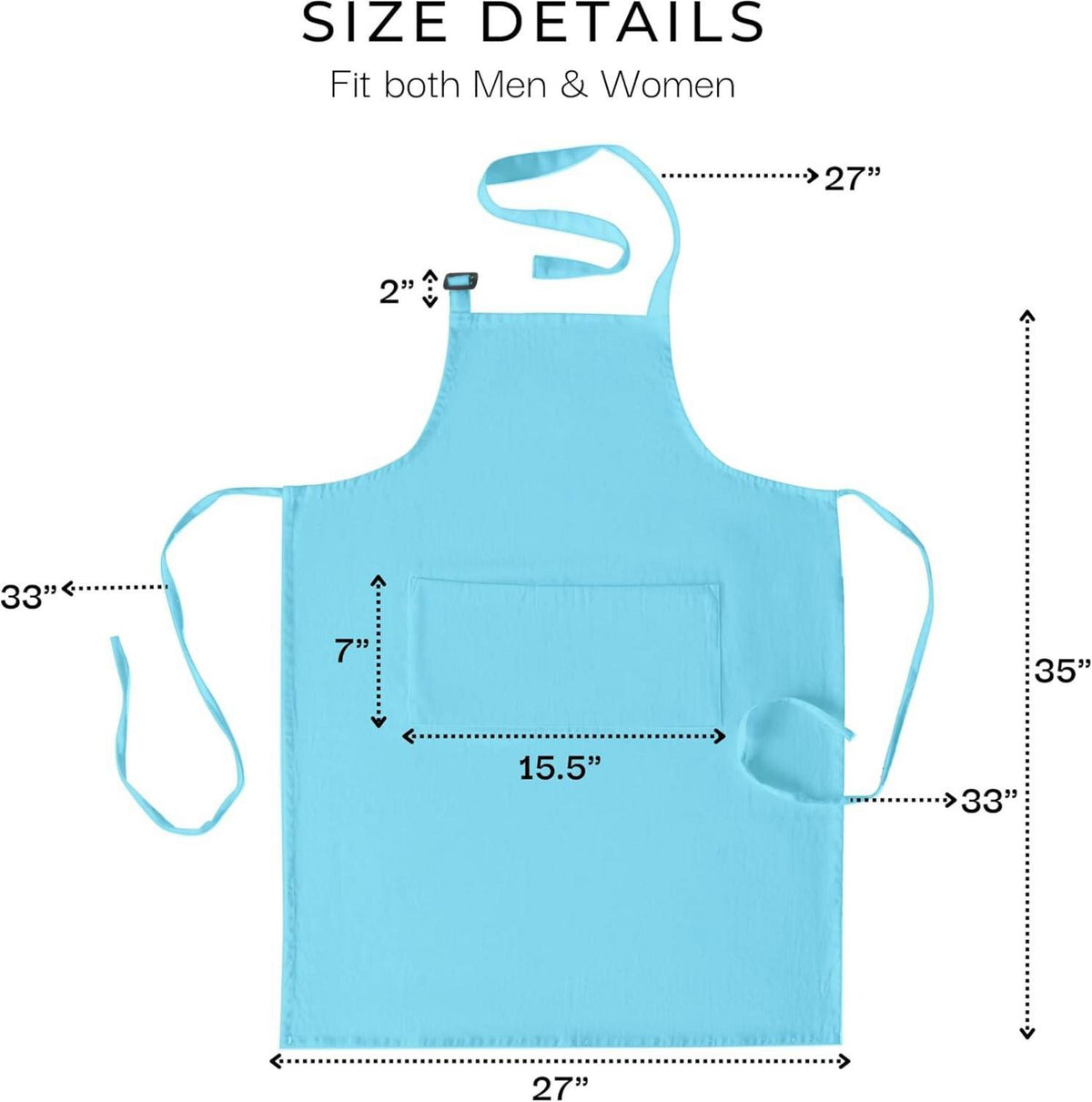 Baumwoll Kochschürze 3 Taschen 88x69cm Aqua Unisex Marrakech