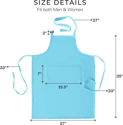 Baumwoll Kochschürze 3 Taschen 88x69cm Aqua Unisex Marrakech