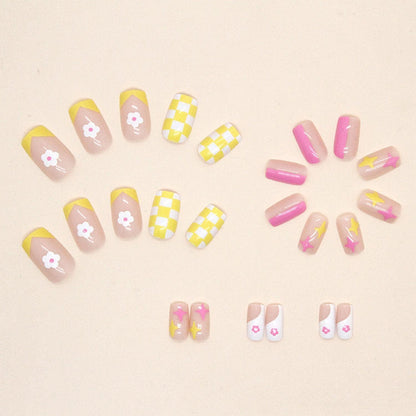 24er Set Eckige Kunstnägel zum Aufkleben French Nail Design