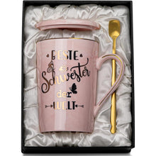 Rosa Marmor Kaffeetasse für die beste Schwester mit Golddruck