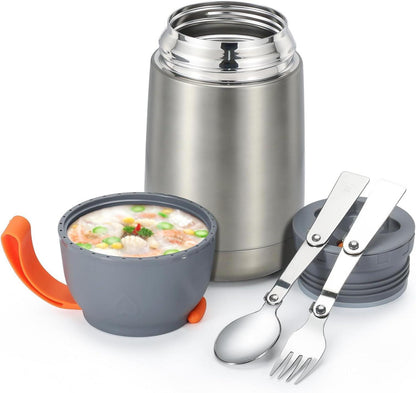 Thermobehälter für Essen 630ml Isolierbehälter mit Löffel Gabel
