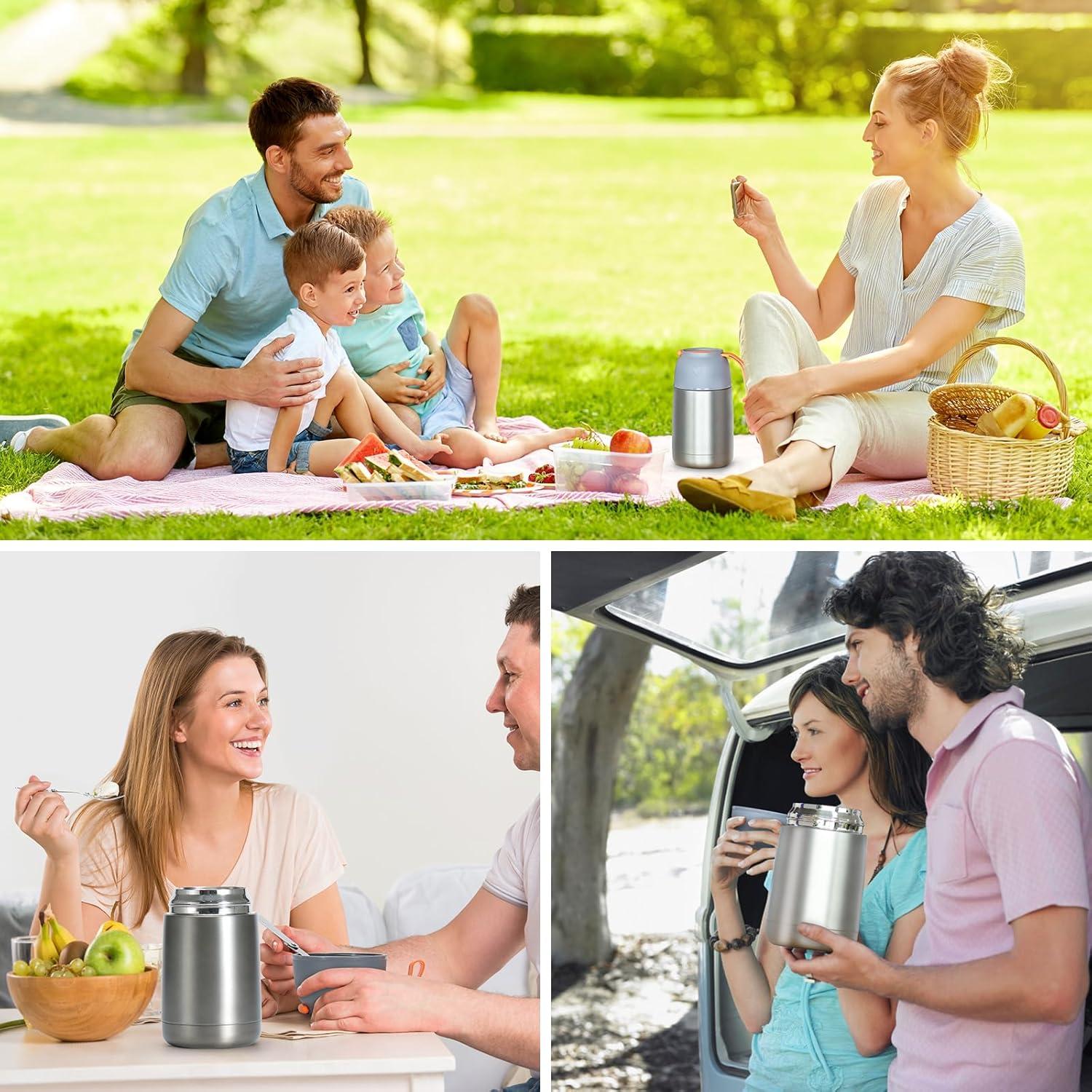 Thermobehälter 630ml Edelstahl Löffel Gabel Tasche Bürste Warmhaltebox
