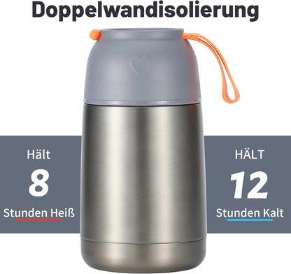 Thermobehälter 630ml Isolierbehälter Löffel Gabel Edelstahl