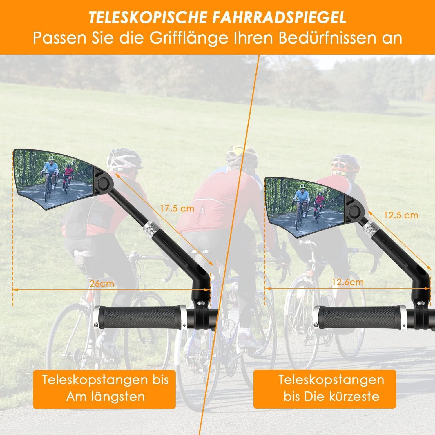 Fahrradspiegel Blendschutz HD Echtglas 360° Drehbar für 20-23mm