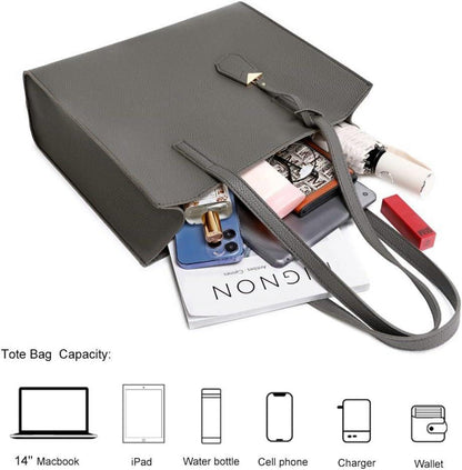 Große Damen Handtasche Schultertasche Shopper in A-Grau 36.5x30x11cm