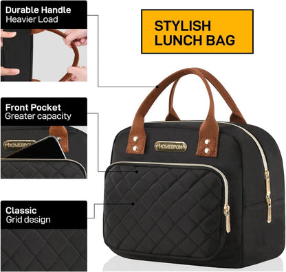 Isolierte Lunchtasche Gold Schwarz Auslaufsicher Frühstückstasche