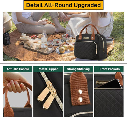 Isolierte Lunchtasche Auslaufsicher Wärmeisoliert Gold Schwarz
