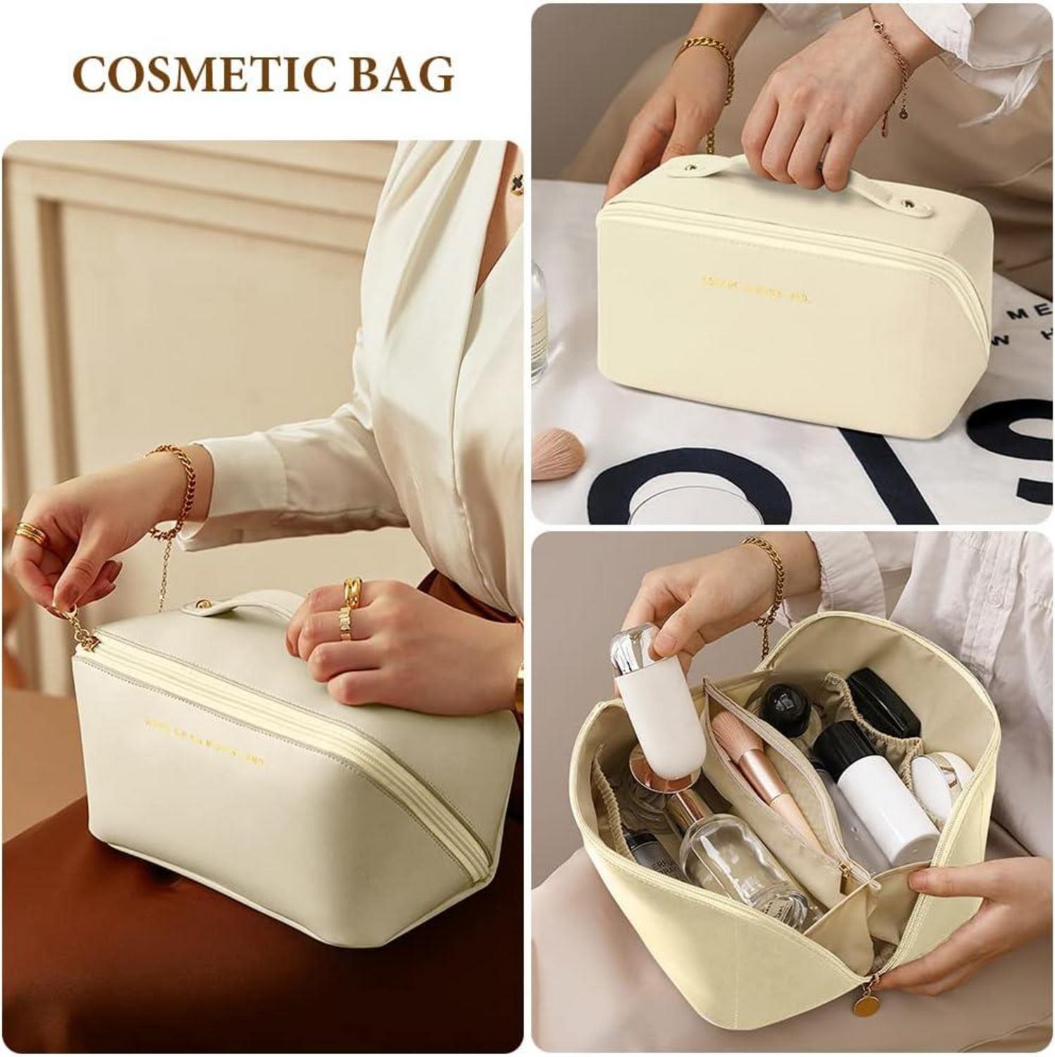 Reise Kosmetiktasche PU Leder Große Kapazität Wasserdicht Tragbar Make-up Tasche