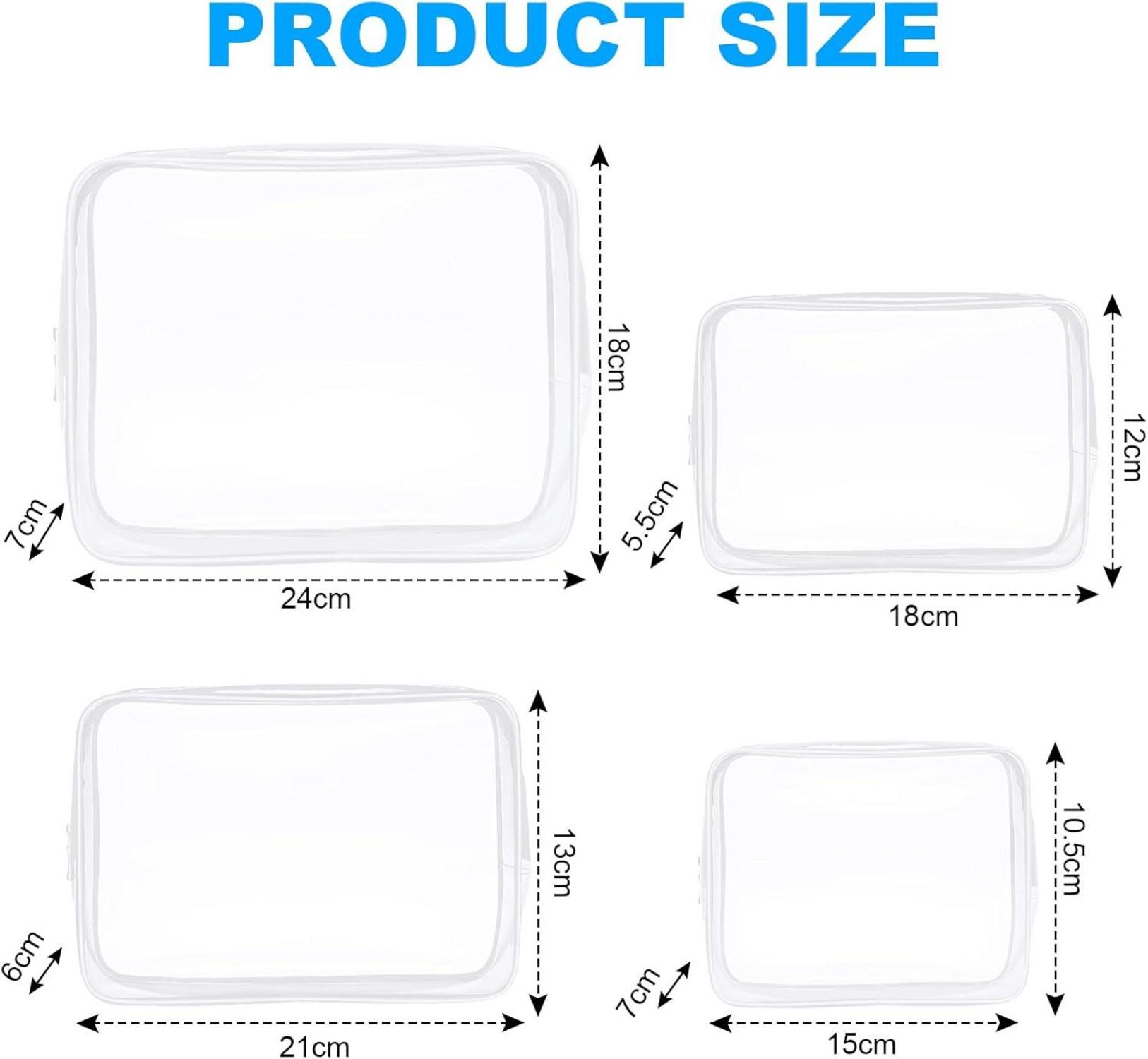 Transparente Kulturtasche 4er Set PVC Waschtaschen TSA für